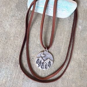 New Leather Cord Silver Charm Necklace